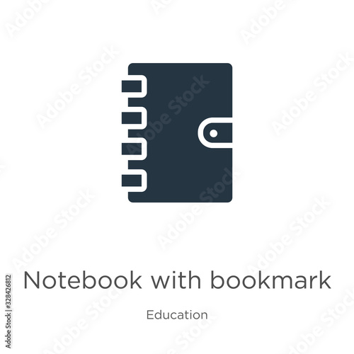 Notebook with bookmark icon vector. Trendy flat notebook with bookmark icon from education collection isolated on white background. Vector illustration can be used for web and mobile graphic design, © Premium Art