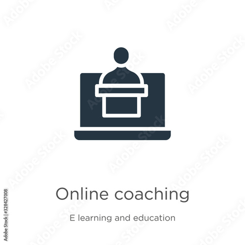 Online coaching icon vector. Trendy flat online coaching icon from e learning and education collection isolated on white background. Vector illustration can be used for web and mobile graphic design,