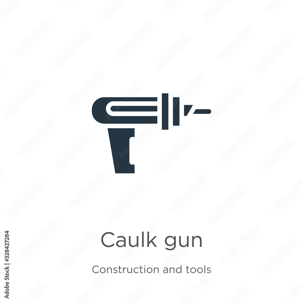 Caulk gun icon vector. Trendy flat caulk gun icon from construction and tools collection isolated on white background. Vector illustration can be used for web and mobile graphic design, logo, eps10 Caulk gun icon vector. Trendy flat caulk gun icon from construction and tools collection isolated on white background. Vector illustration can be used for web and mobile graphic design, logo, eps10