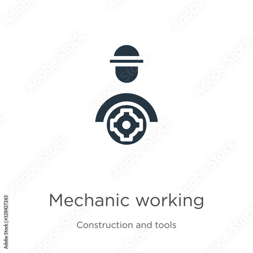 Mechanic working icon vector. Trendy flat mechanic working icon from construction and tools collection isolated on white background. Vector illustration can be used for web and mobile graphic design,