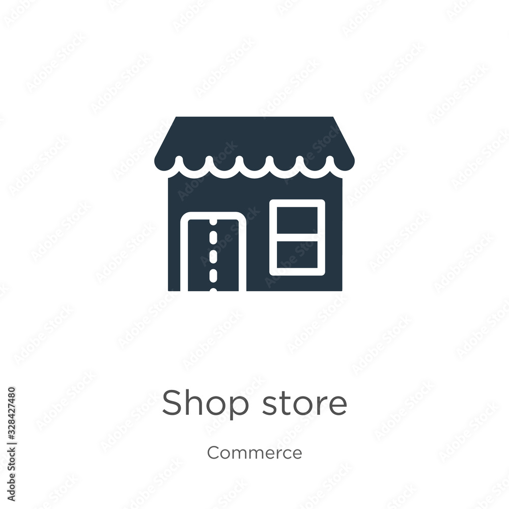 Shop store icon vector. Trendy flat shop store icon from commerce collection isolated on white background. Vector illustration can be used for web and mobile graphic design, logo, eps10 Shop store icon vector. Trendy flat shop store icon from commerce collection isolated on white background. Vector illustration can be used for web and mobile graphic design, logo, eps10