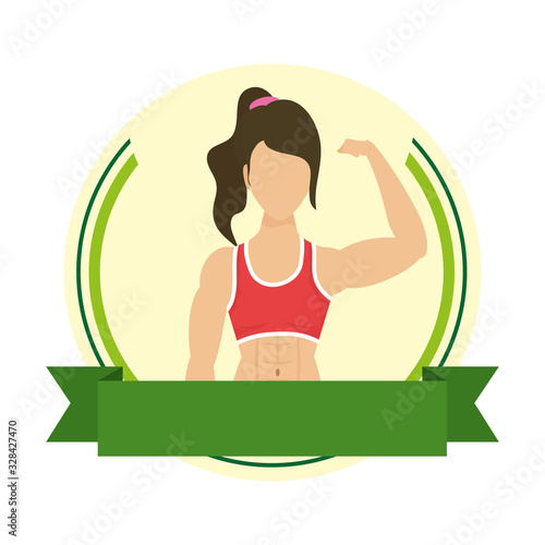 young strong woman athlete in frame