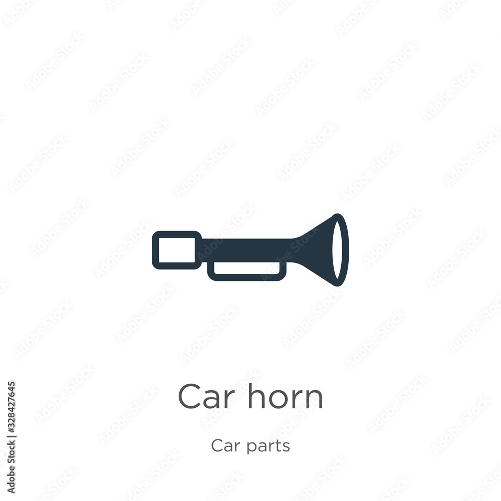 Car horn icon vector. Trendy flat car horn icon from car parts collection isolated on white background. Vector illustration can be used for web and mobile graphic design, logo, eps10 Car horn icon vector. Trendy flat car horn icon from car parts collection isolated on white background. Vector illustration can be used for web and mobile graphic design, logo, eps10