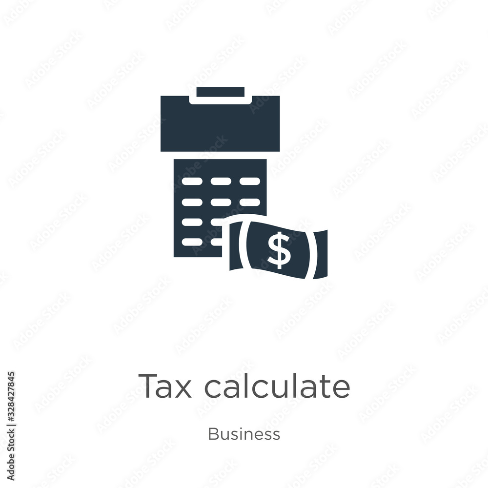 Tax calculate icon vector. Trendy flat tax calculate icon from business collection isolated on white background. Vector illustration can be used for web and mobile graphic design, logo, eps10 Tax calculate icon vector. Trendy flat tax calculate icon from business collection isolated on white background. Vector illustration can be used for web and mobile graphic design, logo, eps10
