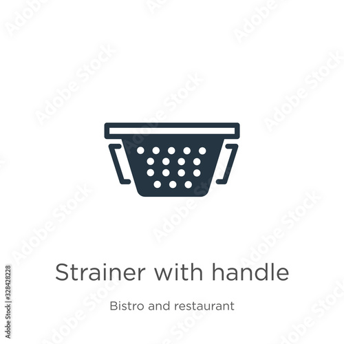 Strainer with handle icon vector. Trendy flat strainer with handle icon from bistro and restaurant collection isolated on white background. Vector illustration can be used for web and mobile graphic