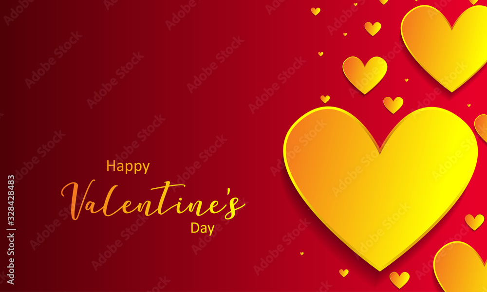 Luxury gold and red Valentine's day with heart background