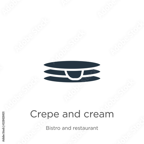 Crepe and cream icon vector. Trendy flat crepe and cream icon from bistro and restaurant collection isolated on white background. Vector illustration can be used for web and mobile graphic design,