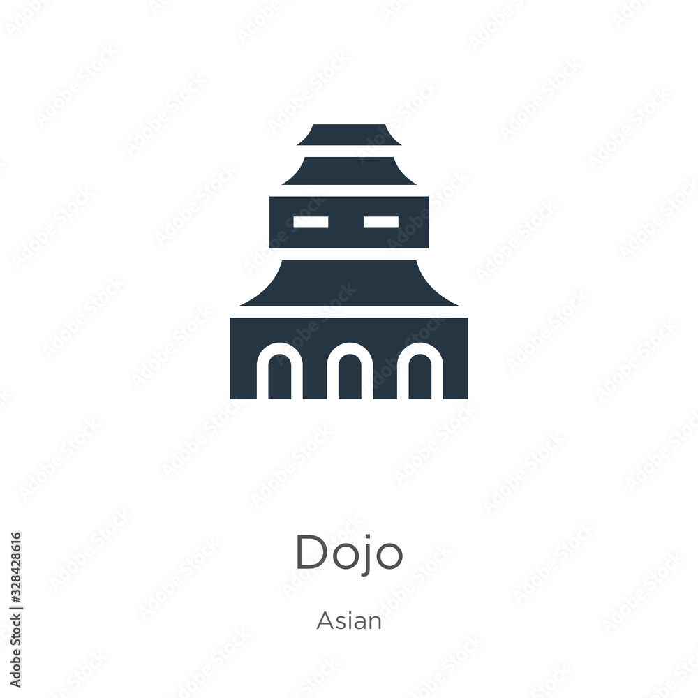 Dojo icon vector. Trendy flat dojo icon from asian collection isolated on white background. Vector illustration can be used for web and mobile graphic design, logo, eps10 Dojo icon vector. Trendy flat dojo icon from asian collection isolated on white background. Vector illustration can be used for web and mobile graphic design, logo, eps10