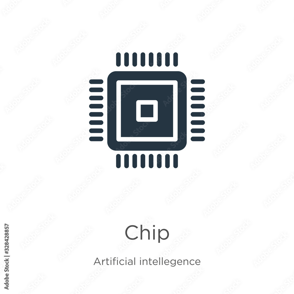 Chip icon vector. Trendy flat chip icon from artificial intelligence collection isolated on white background. Vector illustration can be used for web and mobile graphic design, logo, eps10 Chip icon vector. Trendy flat chip icon from artificial intelligence collection isolated on white background. Vector illustration can be used for web and mobile graphic design, logo, eps10