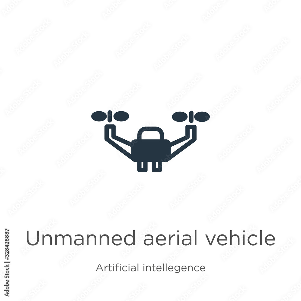 Unmanned aerial vehicle icon vector. Trendy flat unmanned aerial vehicle icon from artificial intellegence and future technology collection isolated on white background. Vector illustration can be Unmanned aerial vehicle icon vector. Trendy flat unmanned aerial vehicle icon from artificial intellegence and future technology collection isolated on white background. Vector illustration can be