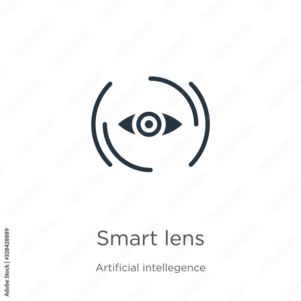 Smart lens icon vector. Trendy flat smart lens icon from artificial intellegence and future technology collection isolated on white background. Vector illustration can be used for web and mobile Smart lens icon vector. Trendy flat smart lens icon from artificial intellegence and future technology collection isolated on white background. Vector illustration can be used for web and mobile