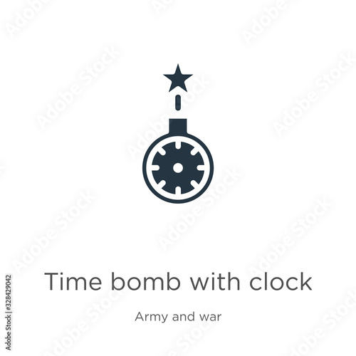 Time bomb with clock icon vector. Trendy flat time bomb with clock icon from army and war collection isolated on white background. Vector illustration can be used for web and mobile graphic design,