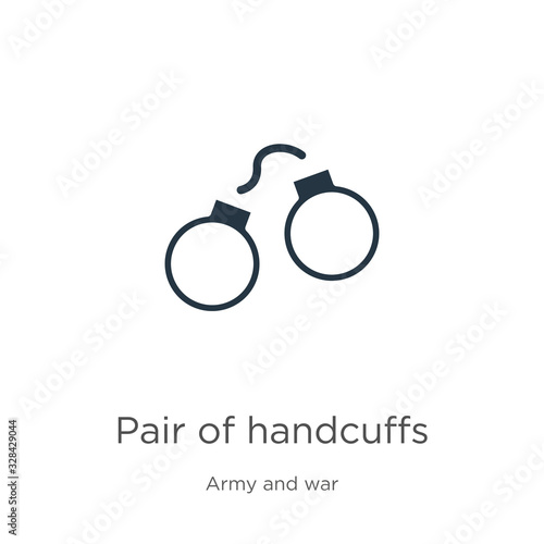 Pair of handcuffs icon vector. Trendy flat pair of handcuffs icon from army and war collection isolated on white background. Vector illustration can be used for web and mobile graphic design, logo,