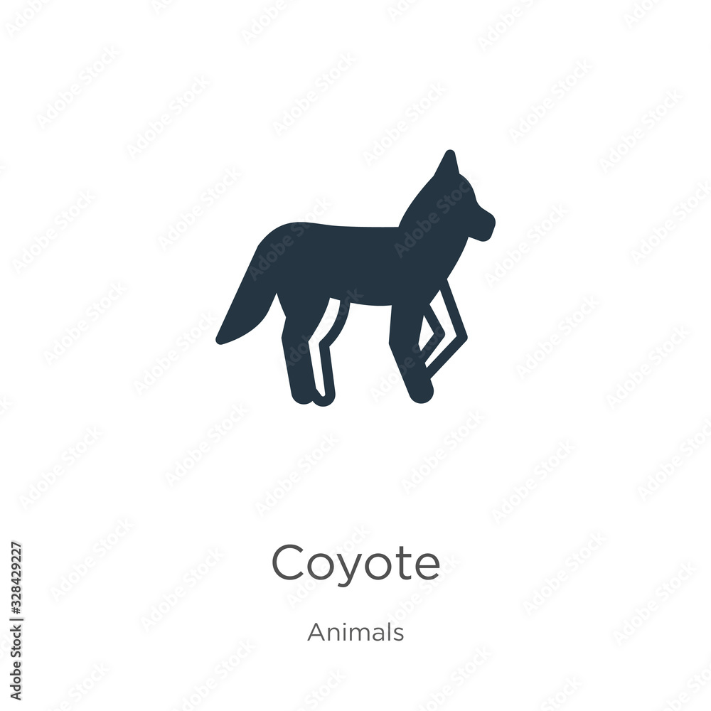 Coyote icon vector. Trendy flat coyote icon from animals collection isolated on white background. Vector illustration can be used for web and mobile graphic design, logo, eps10 Coyote icon vector. Trendy flat coyote icon from animals collection isolated on white background. Vector illustration can be used for web and mobile graphic design, logo, eps10