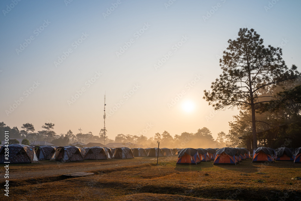 tourist camping tent on Phu Kradueng mountain