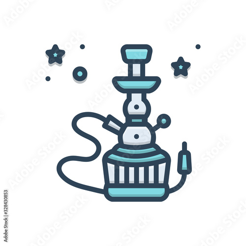 Color illustration icon for hookah