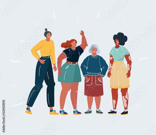 Beauty diversity of different women on dark background.
