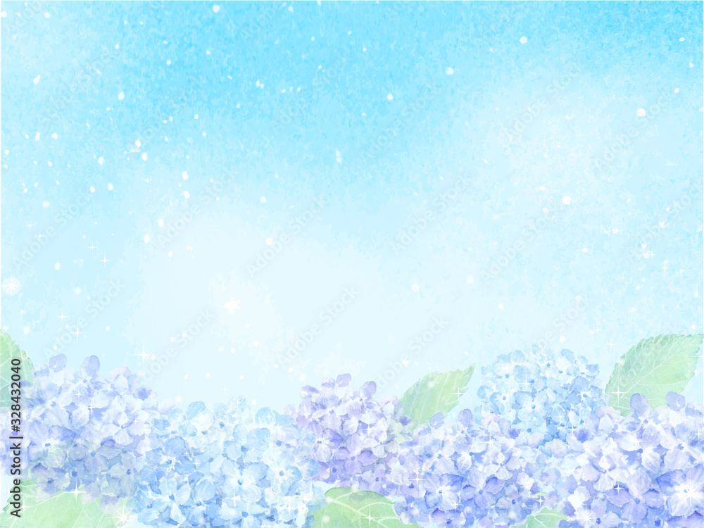 692＊紫陽花咲く池端　水彩画　原画　透明水彩画 692＊紫陽花咲く池端 水彩画 原画 透明水彩画 （June 紫陽花
