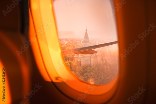 Flying airplane in Timisoara