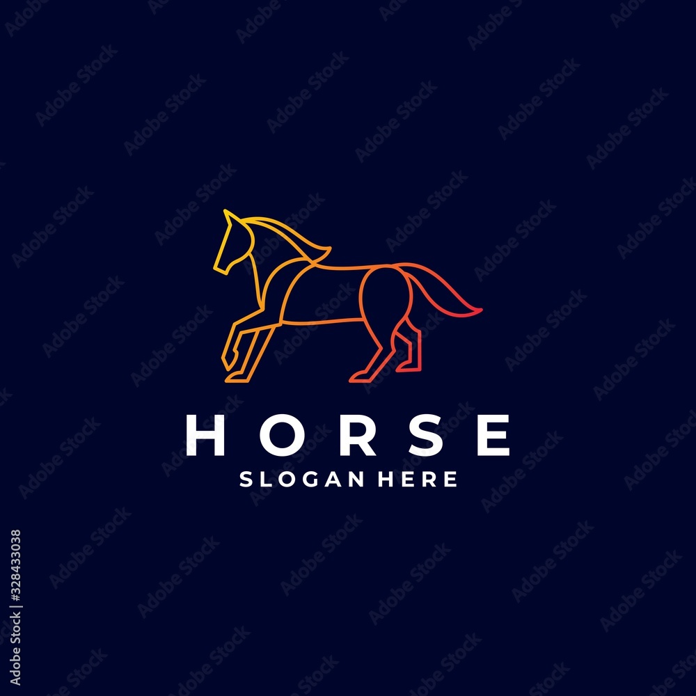 Vector Logo Illustration Horse Gradient Line Art Style. Vector Logo Illustration Horse Gradient Line Art Style.