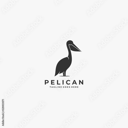 Vászonkép Vector Logo Illustration Pelican Silhouette Style.