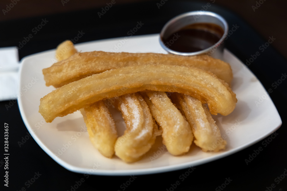 Churus on a white tray, Manila Churus on a white tray, Manila