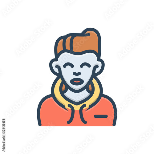 Color illustration icon for boy