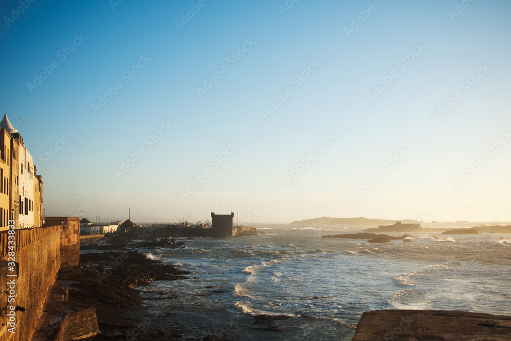 sunset on beach Essaouira, Morocco sunset on beach Essaouira, Morocco
