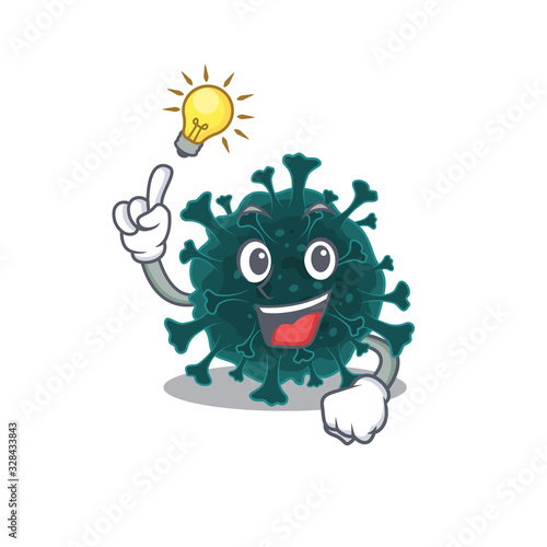 Have an idea gesture of coronavirus COVID 19 mascot character design