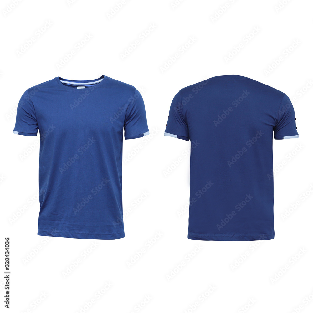 Blue Blank T-shirt Front and Back Stock Photo | Adobe Stock
