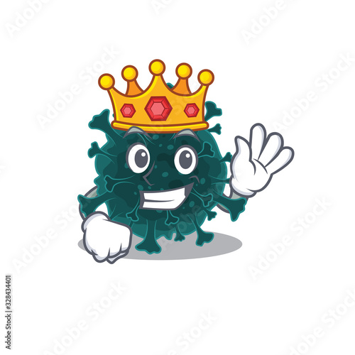 The Royal King of coronavirus COVID 19 cartoon character design with crown