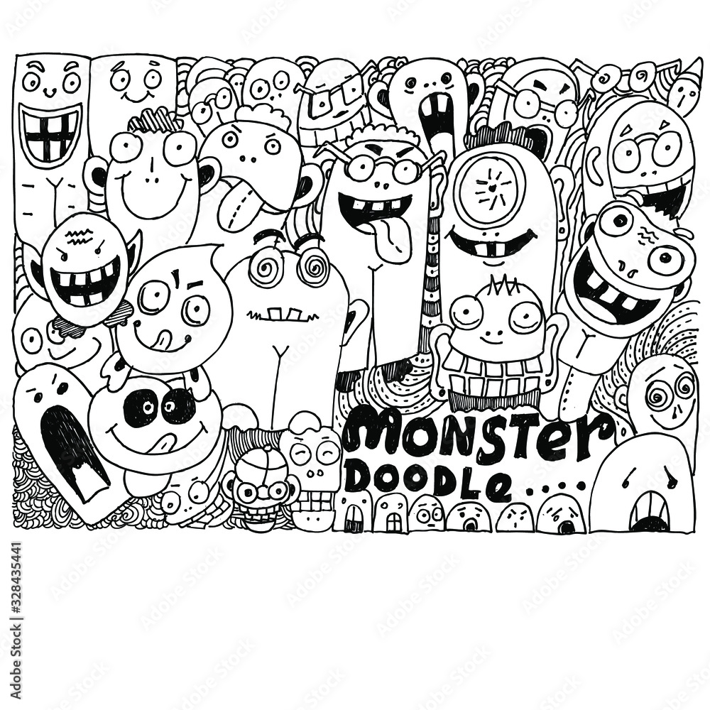 Fototapeta premium monster doodle, illustration and sketch
