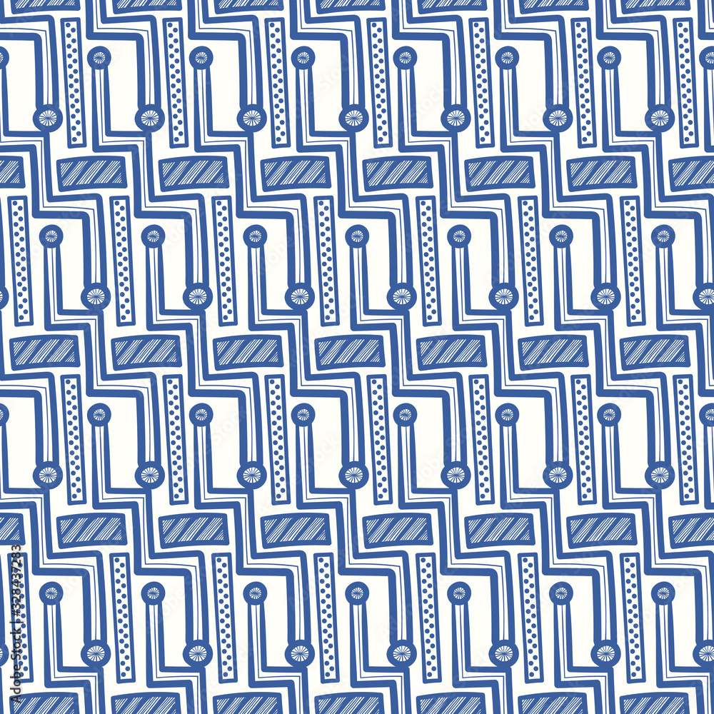 vector blue ethnic staircase and rectangle seamless pattern on white vector blue ethnic staircase and rectangle seamless pattern on white