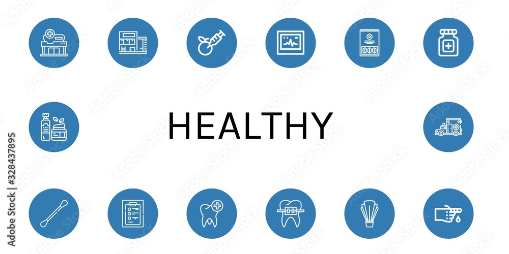 healthy simple icons set healthy simple icons set