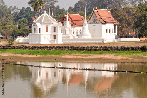 Architecture Uposatharam Temple Is a temple on the Sakae Krang River, Ko Tho Subdistrict , Mueang District, Uthai Thani Province,Thailand
