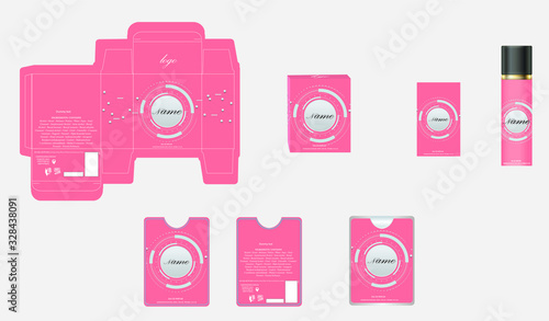 Packaging design, luxury perfume box,  pocket perfume and deo design template and mock up box. Illustration vector.