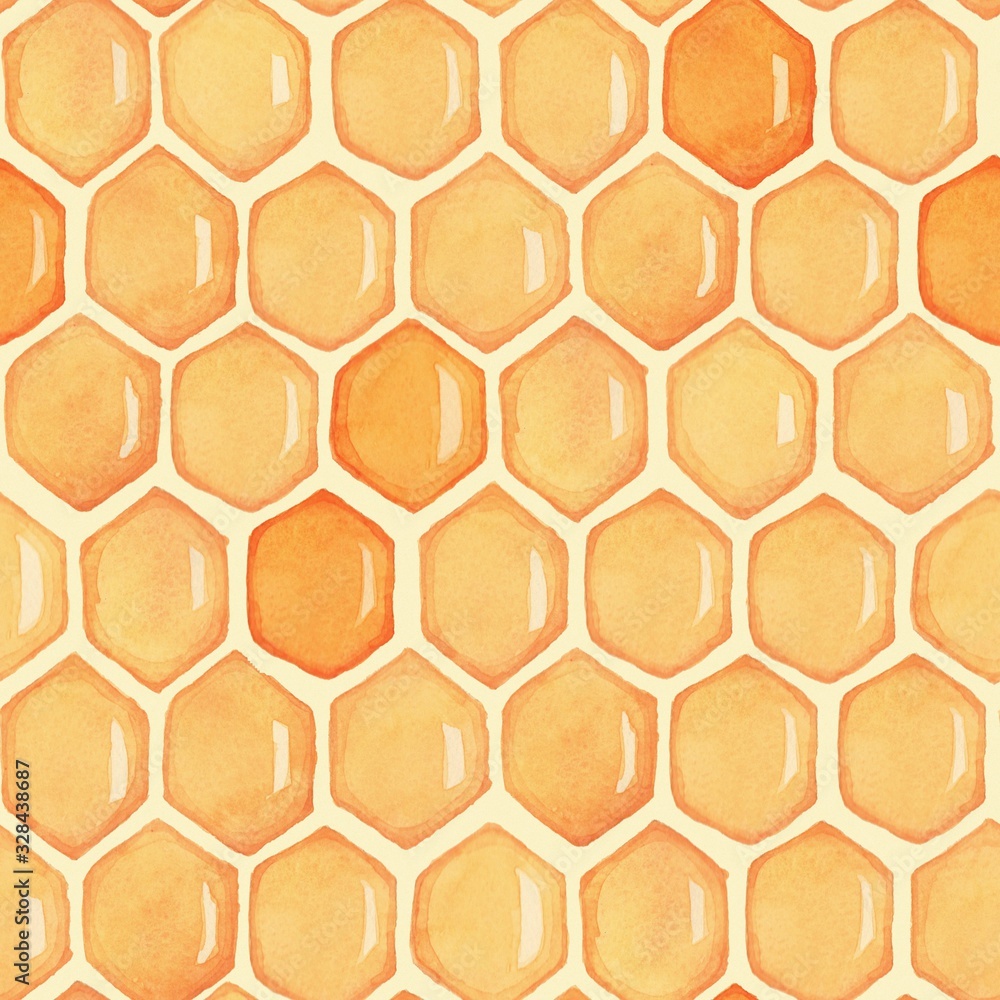 Honeycomb honey 2. Seamless pattern. Watercolor drawing. background Honeycomb honey 2. Seamless pattern. Watercolor drawing. background