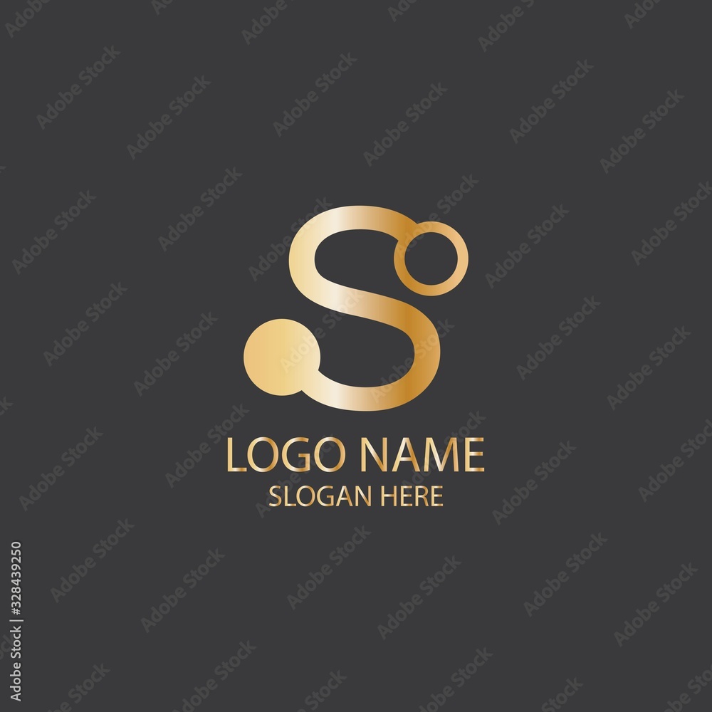 Letter S Logo Icon Design With Circuit Shape. Initial S luxury logo design with gold color for your business