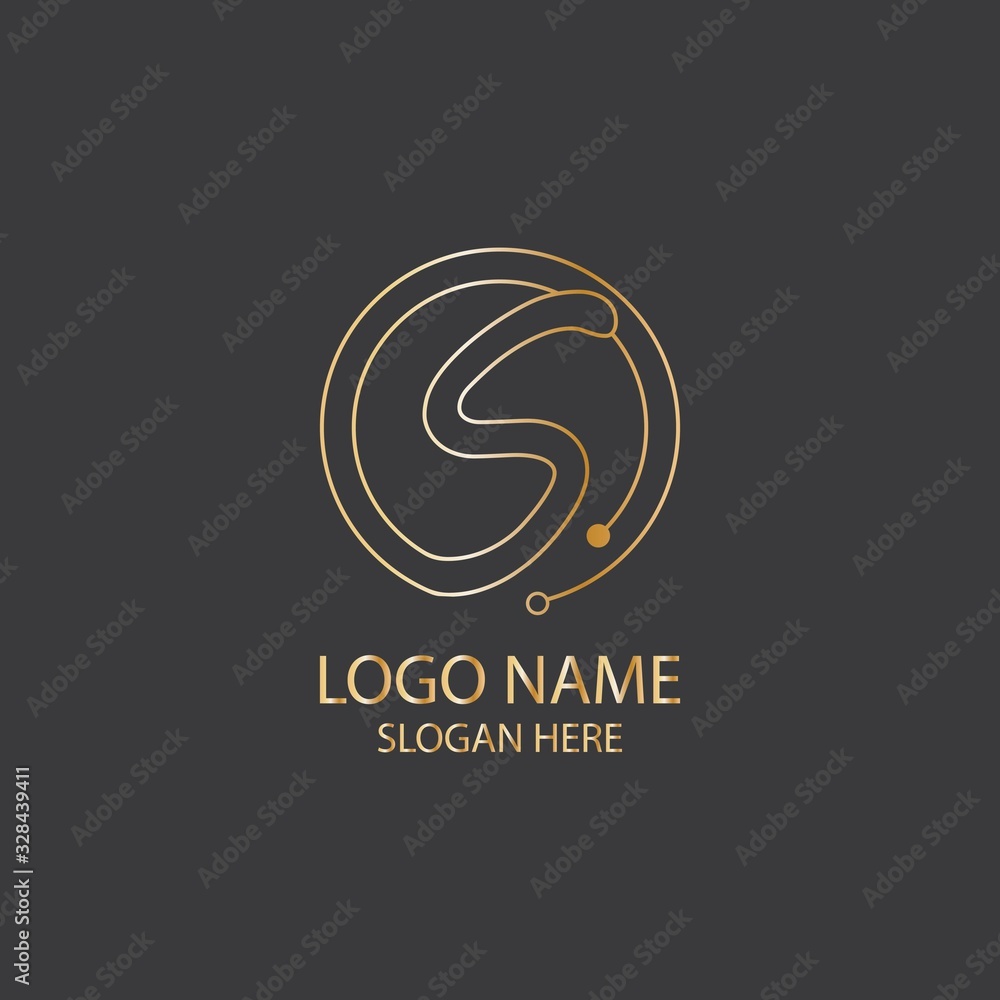 Letter S Logo Icon Design With Circuit Shape. Initial S luxury logo design with gold color for your business Letter S Logo Icon Design With Circuit Shape. Initial S luxury logo design with gold color for your business