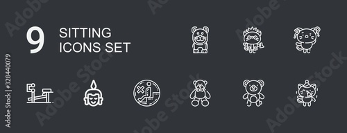 Editable 9 sitting icons for web and mobile