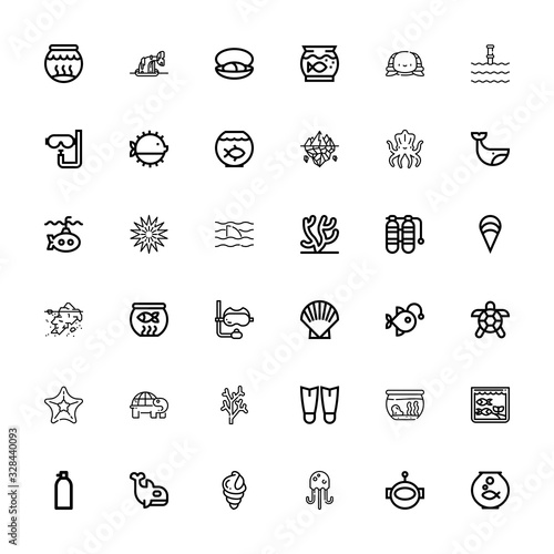 Editable 36 underwater icons for web and mobile