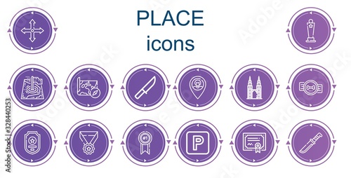 Editable 14 place icons for web and mobile