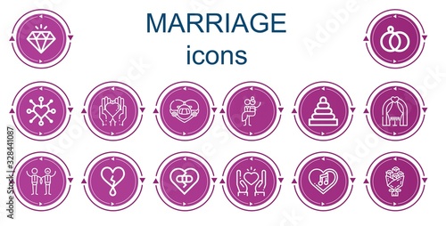 Editable 14 marriage icons for web and mobile