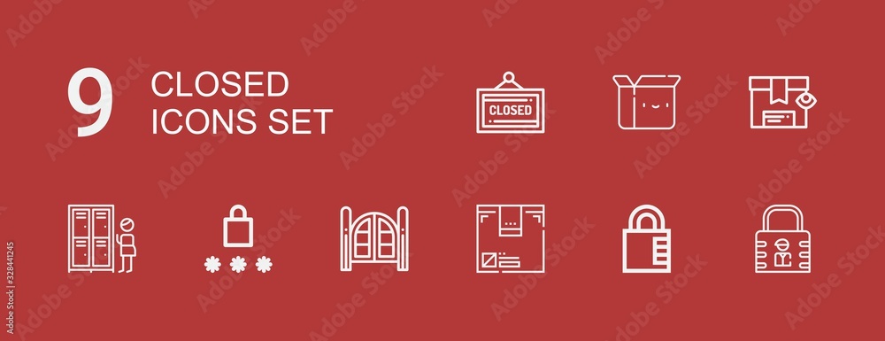 Editable 9 closed icons for web and mobile Editable 9 closed icons for web and mobile