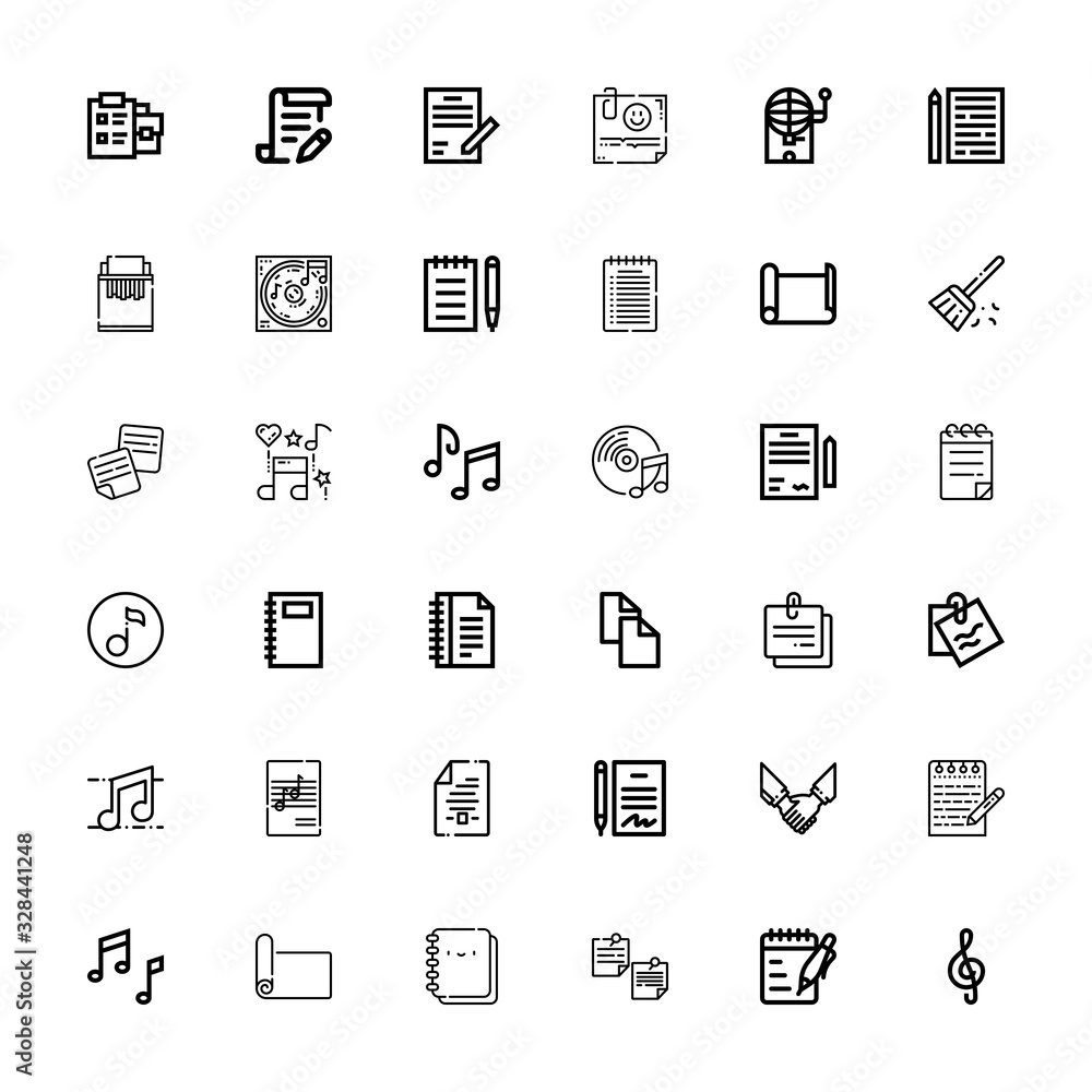 Editable 36 sheet icons for web and mobile Editable 36 sheet icons for web and mobile