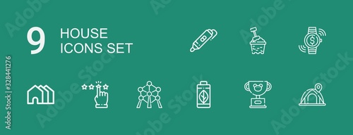 Editable 9 house icons for web and mobile