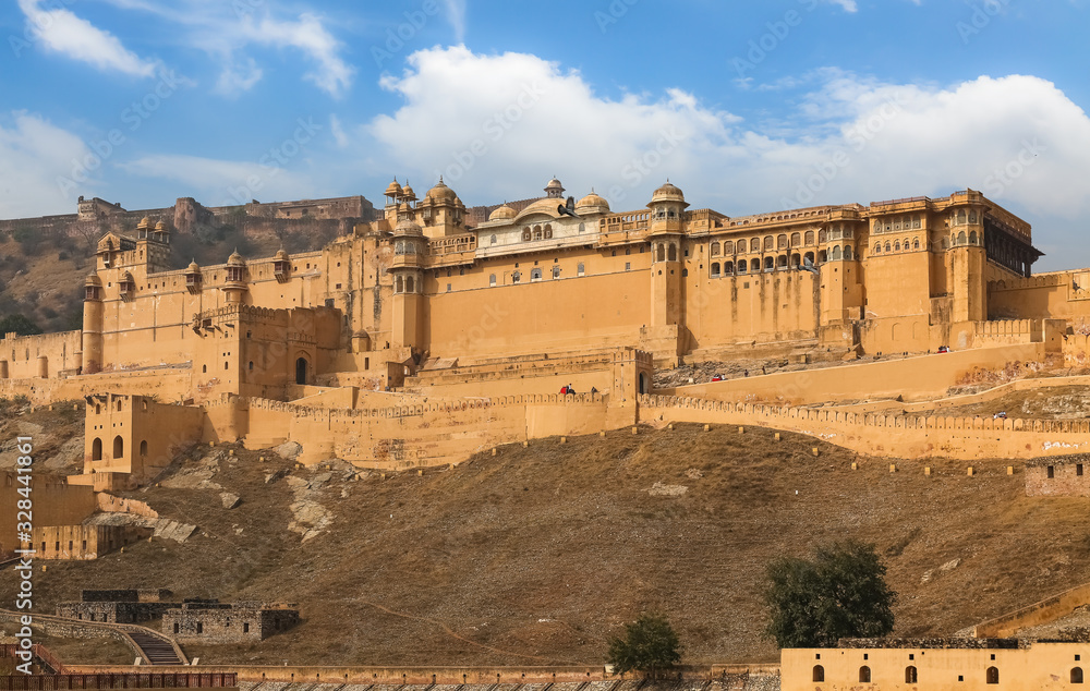 Historic Amber Fort at Jaipur Rajasthan, India. Amer Fort is a UNESCO World Heritage site