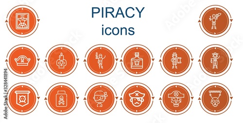 Editable 14 piracy icons for web and mobile