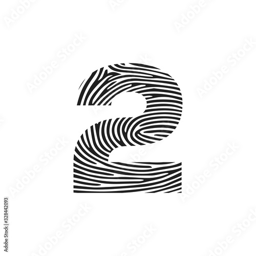 2 Vector Letter base logo. Initial letter 2 vector Icon Fingerprint Concept