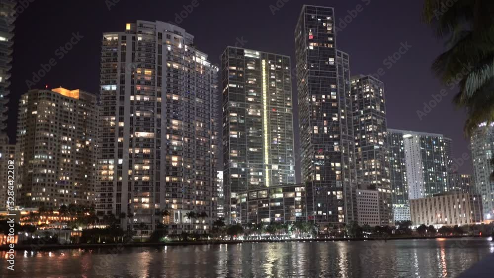 Miami the Downtown bay at night Miami the Downtown bay at night